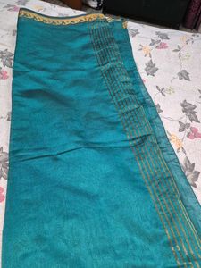 Teal &amp; Gold Sari