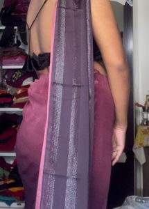 Women Pink &amp; Black Ombre Ready To Wear Saree