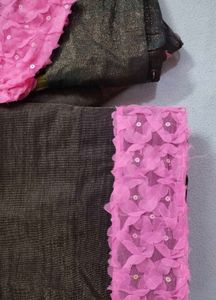 Olive &amp; Baby Pink Saree