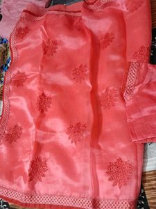 organza pink saree