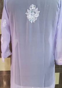 Lilac See Through Embroidered Kurti