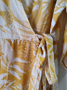 Yellow Floral Wrap Dress
