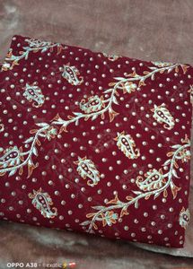 Paisley & Polka Dot Fabric - Maroon Saree