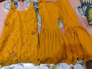 A Very Beautiful Mustard Sharara Set For Haldi
