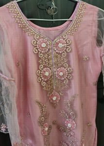 Blush Pink Embroidered Plazo Suit