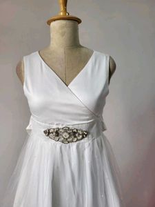 White Dress with Tulle Skirt