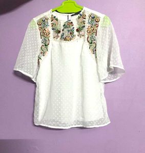 Embroidered White Top