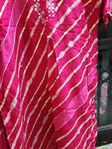 Pink Mirror Work Kurti