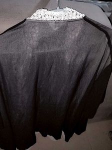 Black Sheer Crochet Collar Duster🪄👗