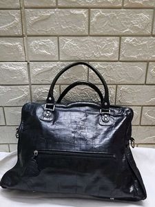 Black Embossed Leather Tote Bag