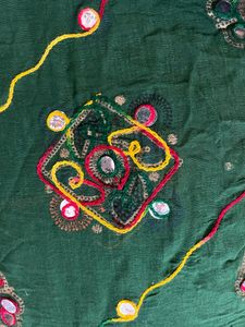 Green embroidery dupatta