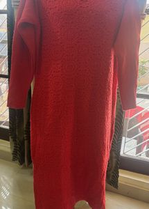 Red Knit Tunic Dress