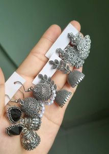 Set Of 4 Oxidized Earrings