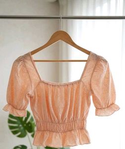 Zudio Peach Puff Sleeve Blouse Top