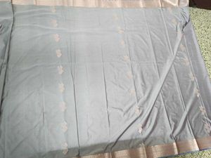 New Silver And Blue Soft Silk Saree