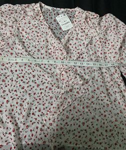 Strawberry Printed Ruffle Blouse