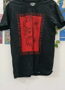 T Shirt With Printed Dragon
