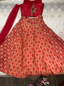 Sleeveless Red Lehenga And Choli