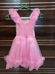 Baby Pink Frok With Hat