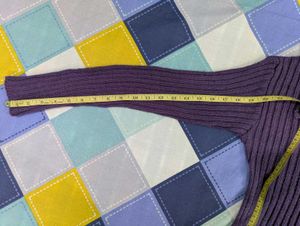 Purple Knit Dress with Plaid Skirt