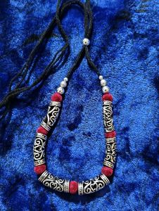 Boho Silver &amp; Red Necklace