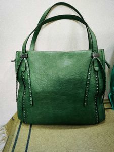 Green Studded Tote Bag