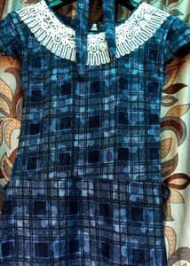 Trendy & Soft Blue Plaid Dress | Back Zip | Elegan