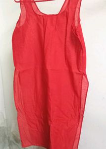 Red Chikankari Georgette Anarkali Kurta With Inner