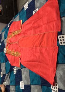 Elegant Embroidered Kurta with Skirt