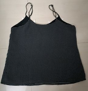 Beautiful Korean Polka Dot Black Spaghetti Top