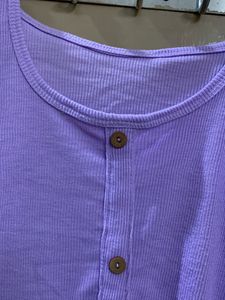 Lavender Colour Ribbed Top