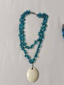 Boho Blue Necklace &amp; Braided Choker Set