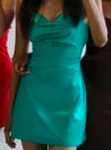 Green Satin Tie Mini Dress