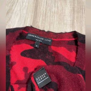 Y2K Long Sleeve Red Camo Top