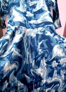 Blue Tie-Dye Long Gown For Women