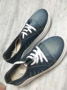 Denim fabric shoes