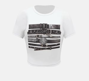 white belt printed pullover tshirt