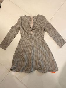URBANIC Checkered Long Sleeve Mini Dress