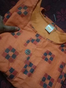 Orange Printed Girls Dress