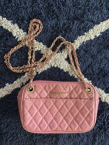 Pink solid Quilted Sling Bag