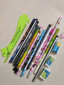 Set Of 14 Pencils 2 Eraser 1 Sharpener Cat Scale