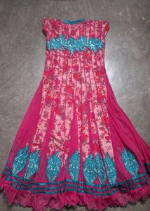 Pink Floral Anarkali Dress