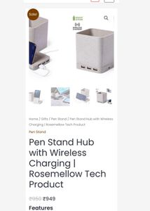 Wireless Charger, Power Bank And Pen Holder All In
