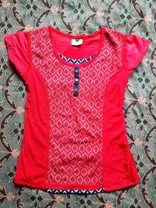 Red Printed Top