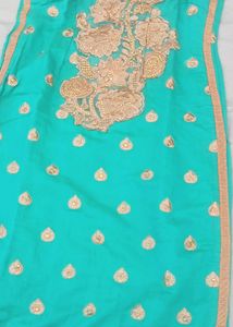 Teal &amp; Gold Embroidered Kurti