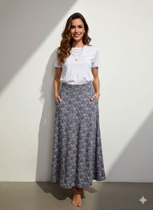 Boho Floral Print Maxi Skirt