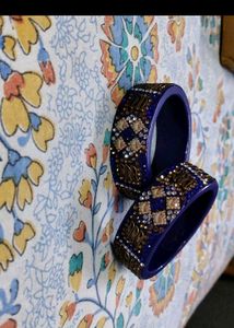 Blue Embroidery Sareee And Free Matching Kangan