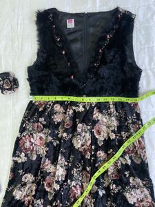 Floral  with Fur velvet dress 10-12yr