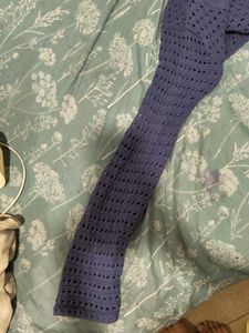 purple Knit Openwork Sweater