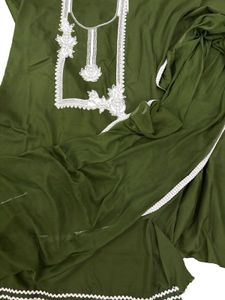 Olive Green Embroidered Punjabi Suit